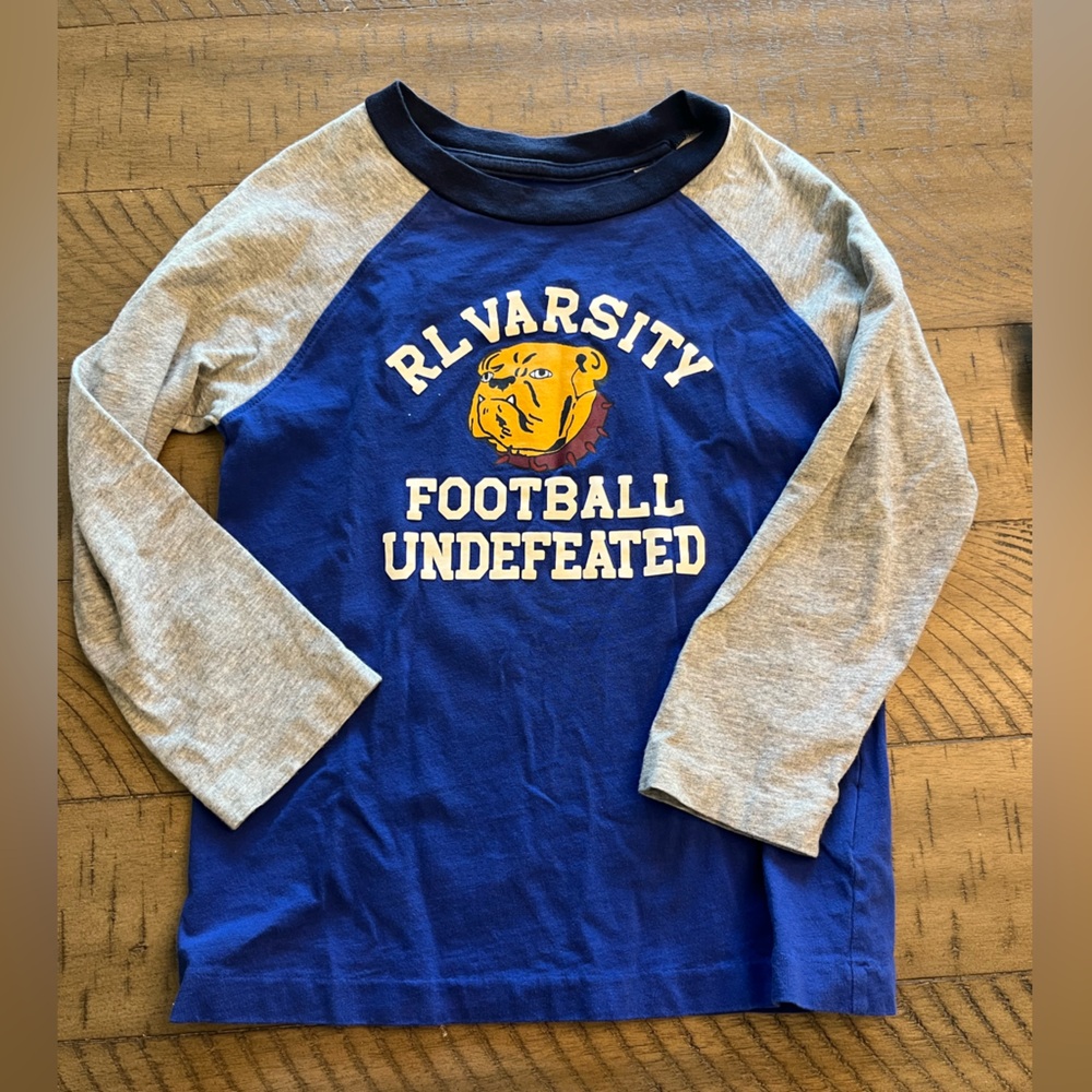 Ralph Lauren Varsity Kids Blue and Gray Long Sleeve Shirt